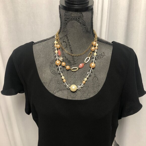 SL Fashions Blouse Womens 18 Black Flutter Short Sleeve Scoop Neck Top NEW - Picture 2 of 6